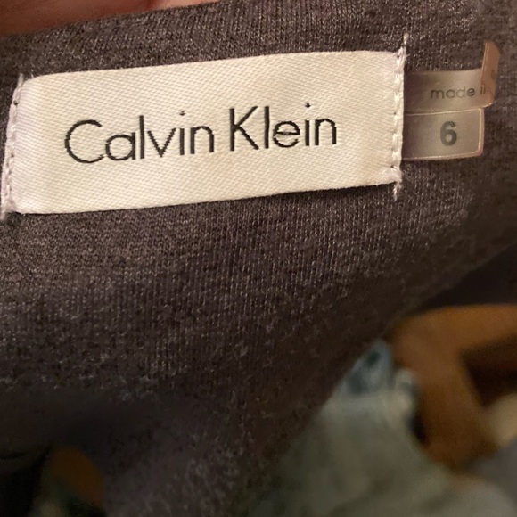 Calvin Klein Womens Grey Sleeveless Zipper Close Lined Dress Pearl Neckline Sz-6 - Picture 8 of 8